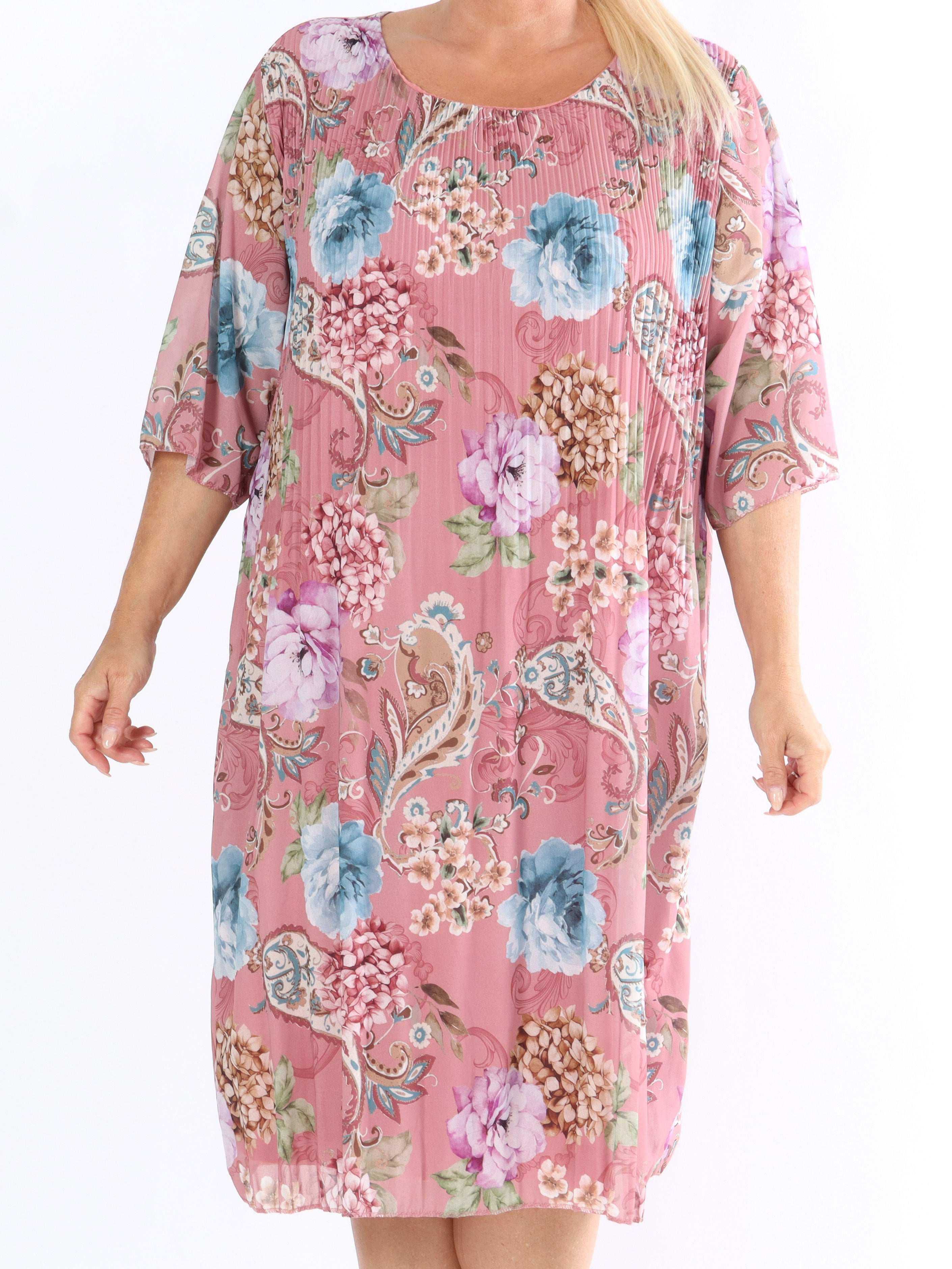 Zion Flower - Plisseret kjole med blomsterprint